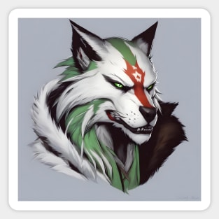 werewolf fantasy art red green Sticker